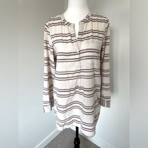 Old Navy Cream and Purple Stripe Tunic - Size Medium